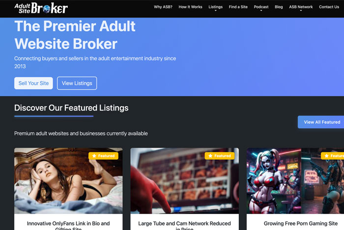 Adult Site Broker new Website